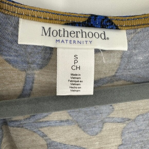 3/$25 Motherhood Maternity Wrap Dress S Floral Print Dolman Sleeves Blue Jersey - Picture 2 of 7